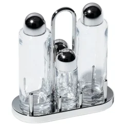 Alessi 5070 condiment set, 4 pcs TransparentSilver-coloured
