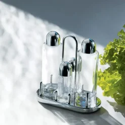 Alessi 5070 condiment set, 4 pcs TransparentSilver-coloured