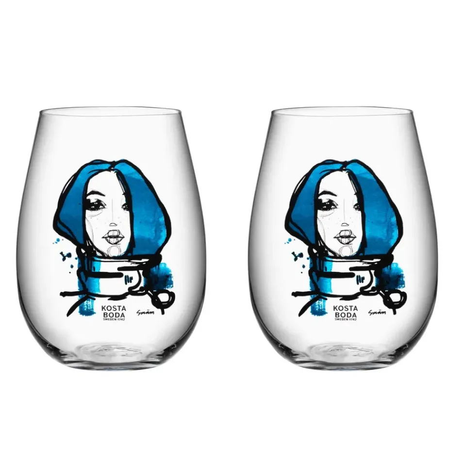 Kosta Boda All about you glass 57 cl 2-pack, miss you (blue) Transparent Hot