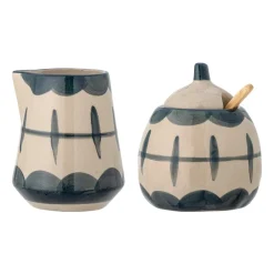 Bloomingville Allium milk pitcher and sugar bowl, Blue waves-bamboo BeigeBlue Online