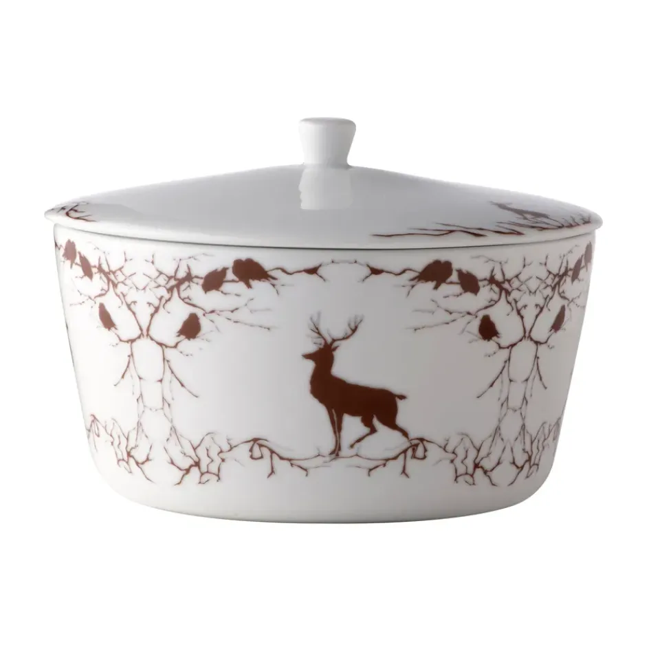Wik & Walsøe Alveskog serving terrin with lid, White- Brown Sale
