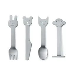Gense Animal Friends cutlery 4 pieces, 4 pieces Silver-coloured Hot