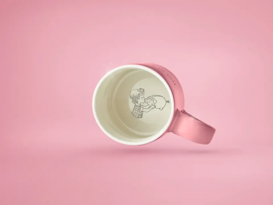Design House Stockholm Astrid Lindgren mug, Tänk for att jag kan…, Swedish text Pink