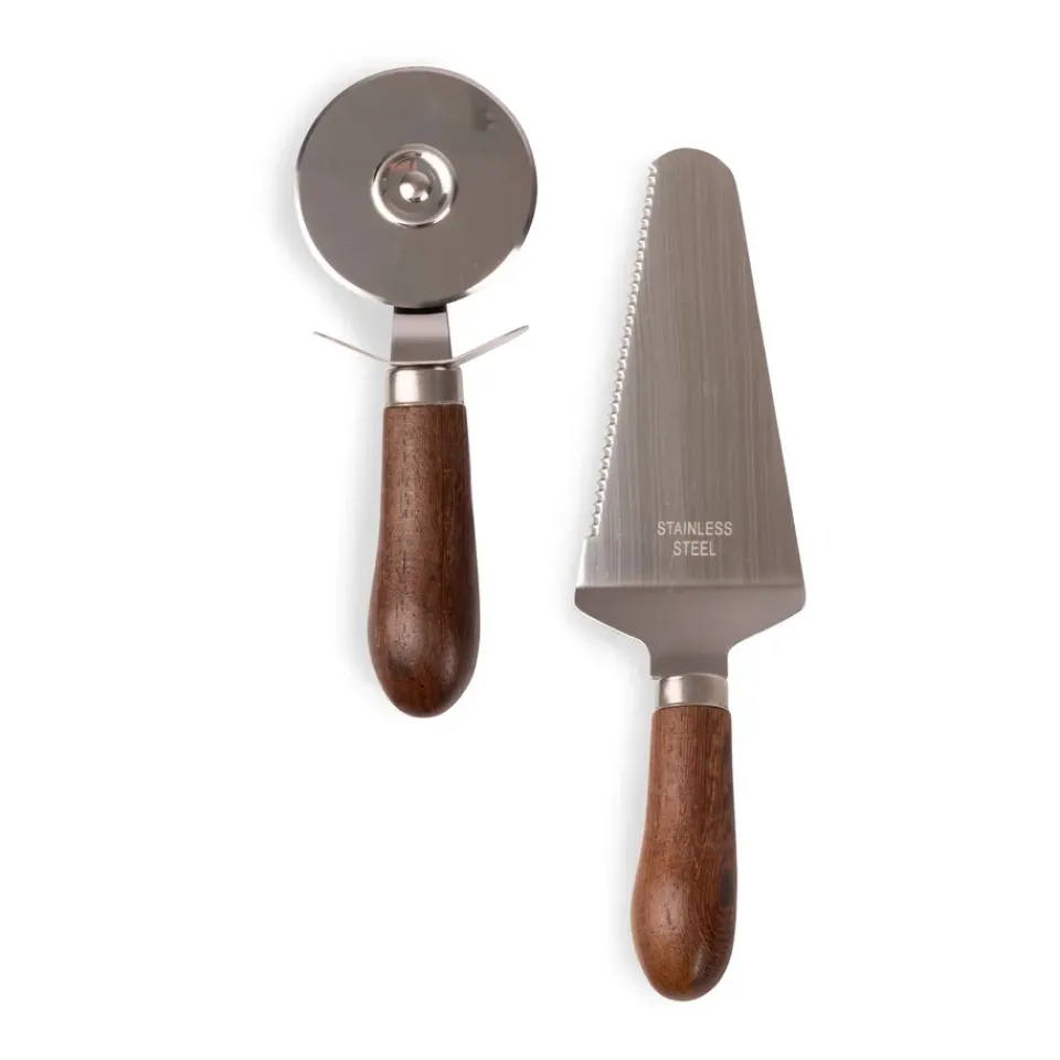 Sagaform Astrid pizza- and pie set, Brown-silver BrownSilver-coloured Discount