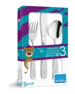 Amefa Bear children's cutlery 3 pieces, Stainless steel Silver-coloured New