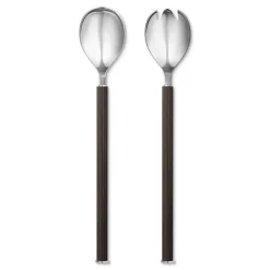 Georg Jensen Bernadotte salad cutlery wooden handle, 2 pieces Silver-coloured Sale