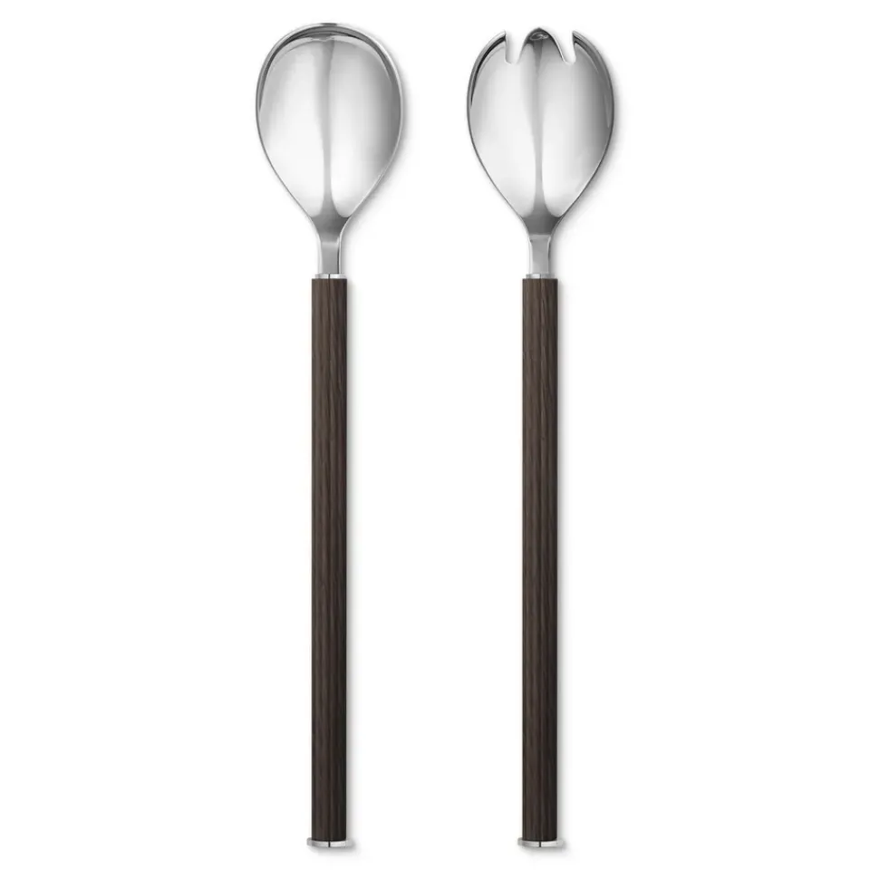 Georg Jensen Bernadotte salad cutlery wooden handle, 2 pieces Silver-coloured Sale