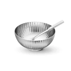 Georg Jensen Bernadotte salt bowl with spoon, Stainless steel Silver-coloured Hot