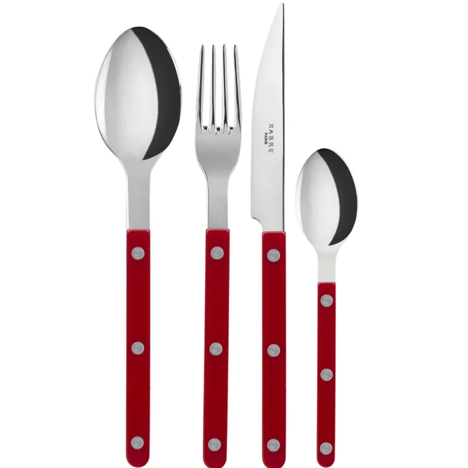 SABRE Paris Bistrot cutlery shiny 24 pcs, burgundy Red Sale