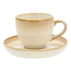 Bitz espresso cup with saucer 7 cl, Cream White Clearance