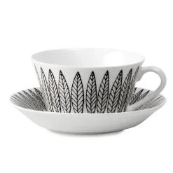 Gustavsbergs Porslinsfabrik Salix tea set cone, tea cup + saucer Black Discount