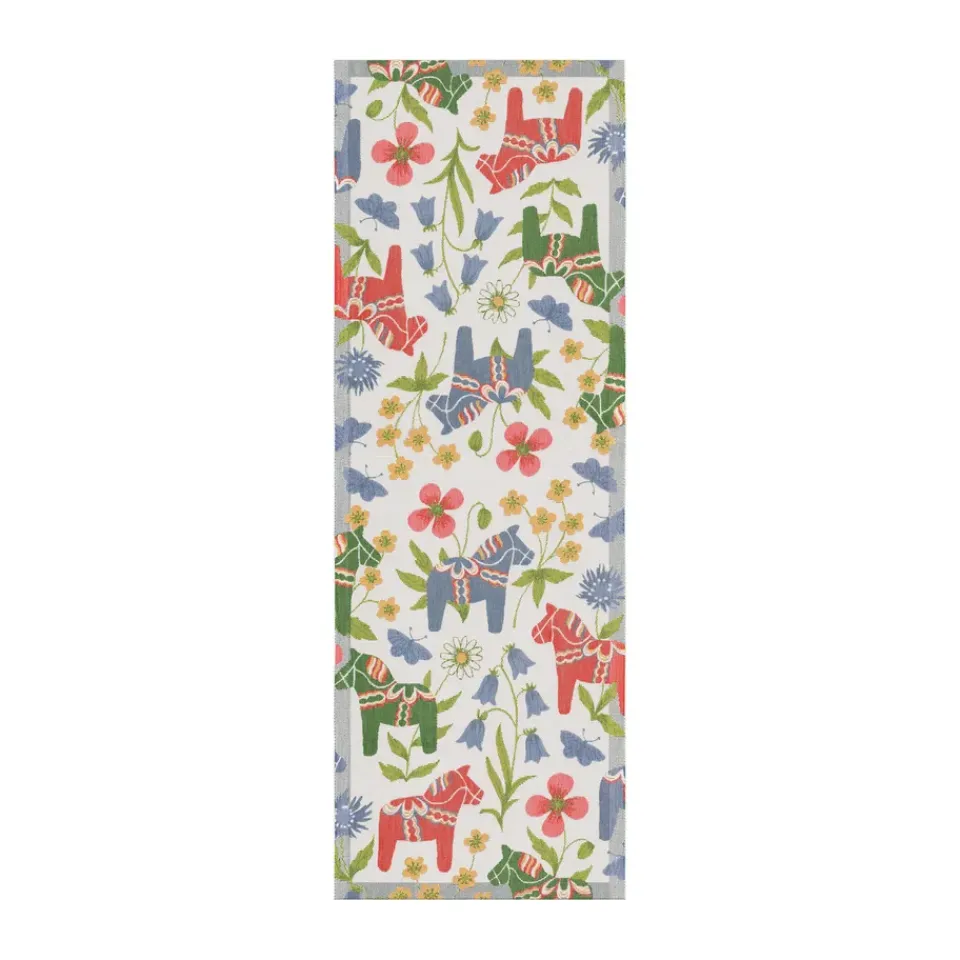 Ekelund Linneväveri Blomsterhäst table runner 35x100 cm, Multi Sale