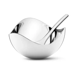 Georg Jensen Bloom salt cellar with spoon, stainless steel GreySilver-coloured Discount