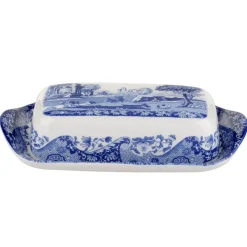 Spode Italian butter dish, 20 x 10 cm/ 8 x 4 inch Blue