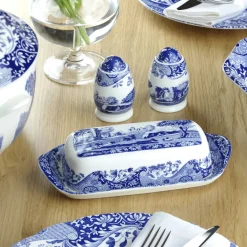 Spode Italian butter dish, 20 x 10 cm/ 8 x 4 inch Blue