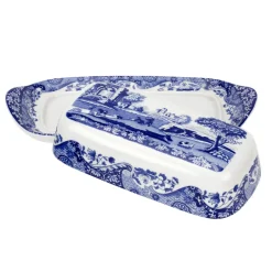 Spode Italian butter dish, 20 x 10 cm/ 8 x 4 inch Blue