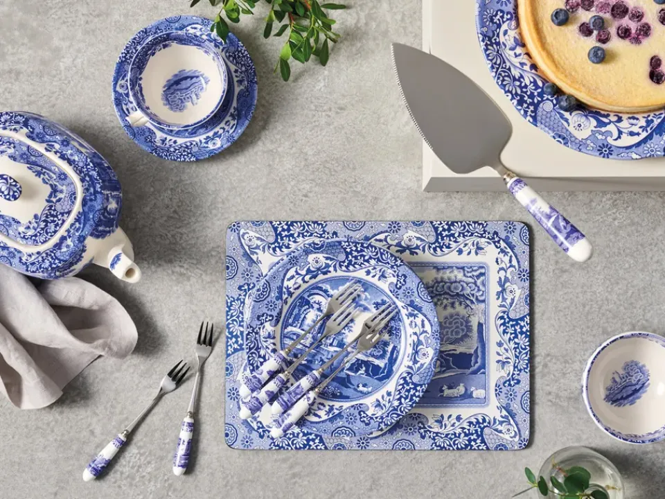 Spode Blue Italian cake slice 25 cm, Ceramic-stainless steel BlueWhite Hot