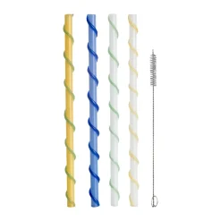 Byon Celebrate straws long 20 cm 4 pieces, Blue-white-yellow-green BlueWhiteYellowGreen Hot