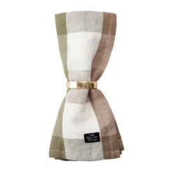 Lexington Checked Linen/Cotton fabric napkin 50x50 cm, Olive Green Sale