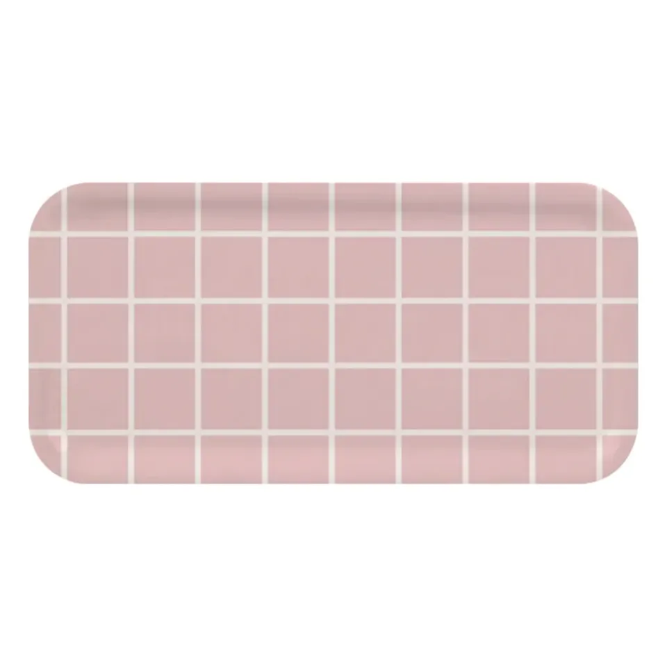 Muurla Checks & Stripes tray 13x27 cm, -white Pink New