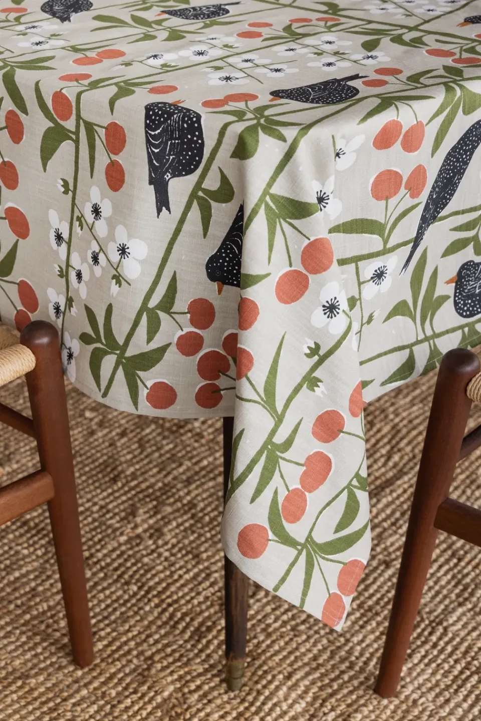 Almedahls Cherry Garden tablecloth, , 145x250 cm Beige New