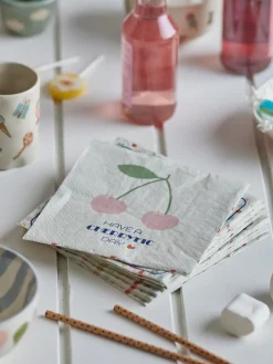 Bloomingville Cherry paper napkins 20-pack, Rose Pink Hot