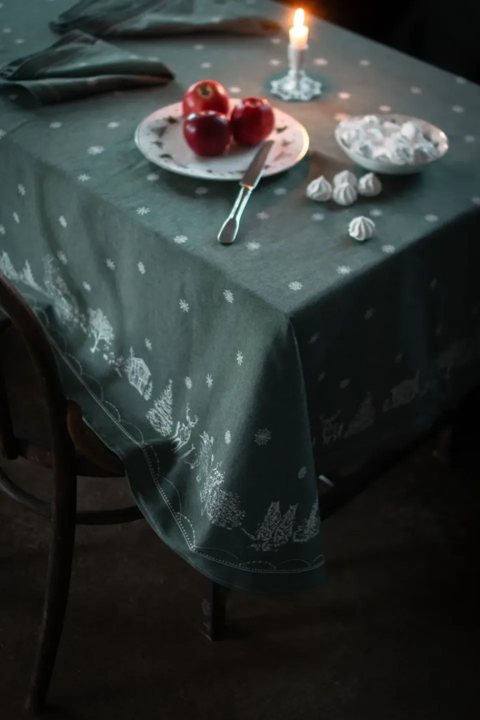 Wik & Walsøe Christmas morning fabric napkin 45x45 cm 2-pack, White-green WhiteGreen Hot