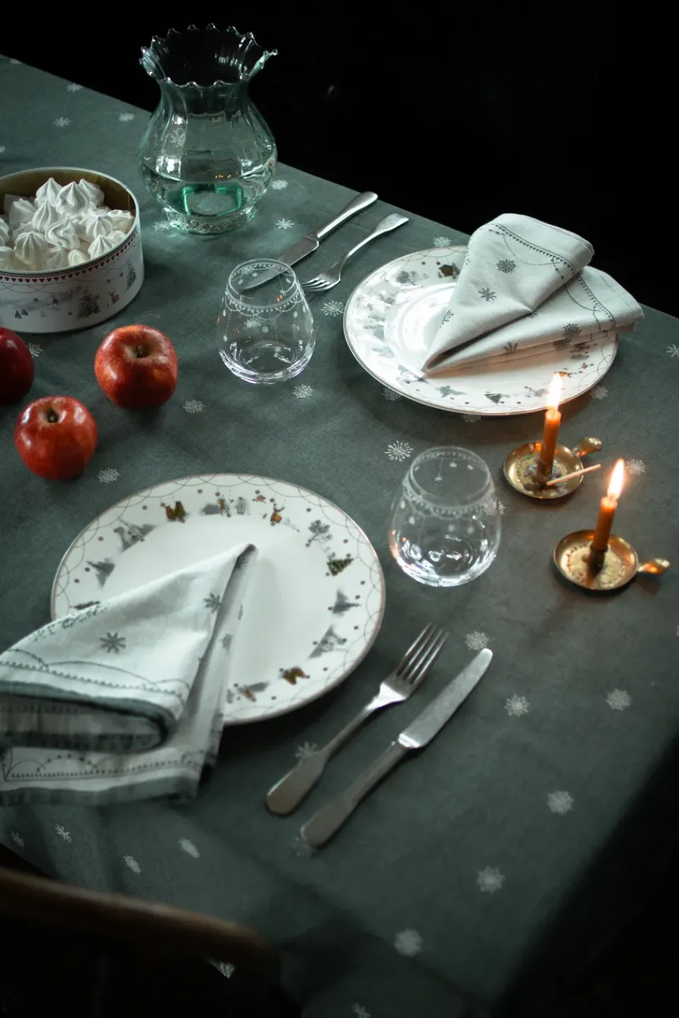 Wik & Walsøe Christmas morning fabric napkin 45x45 cm 2-pack, White-green WhiteGreen Hot