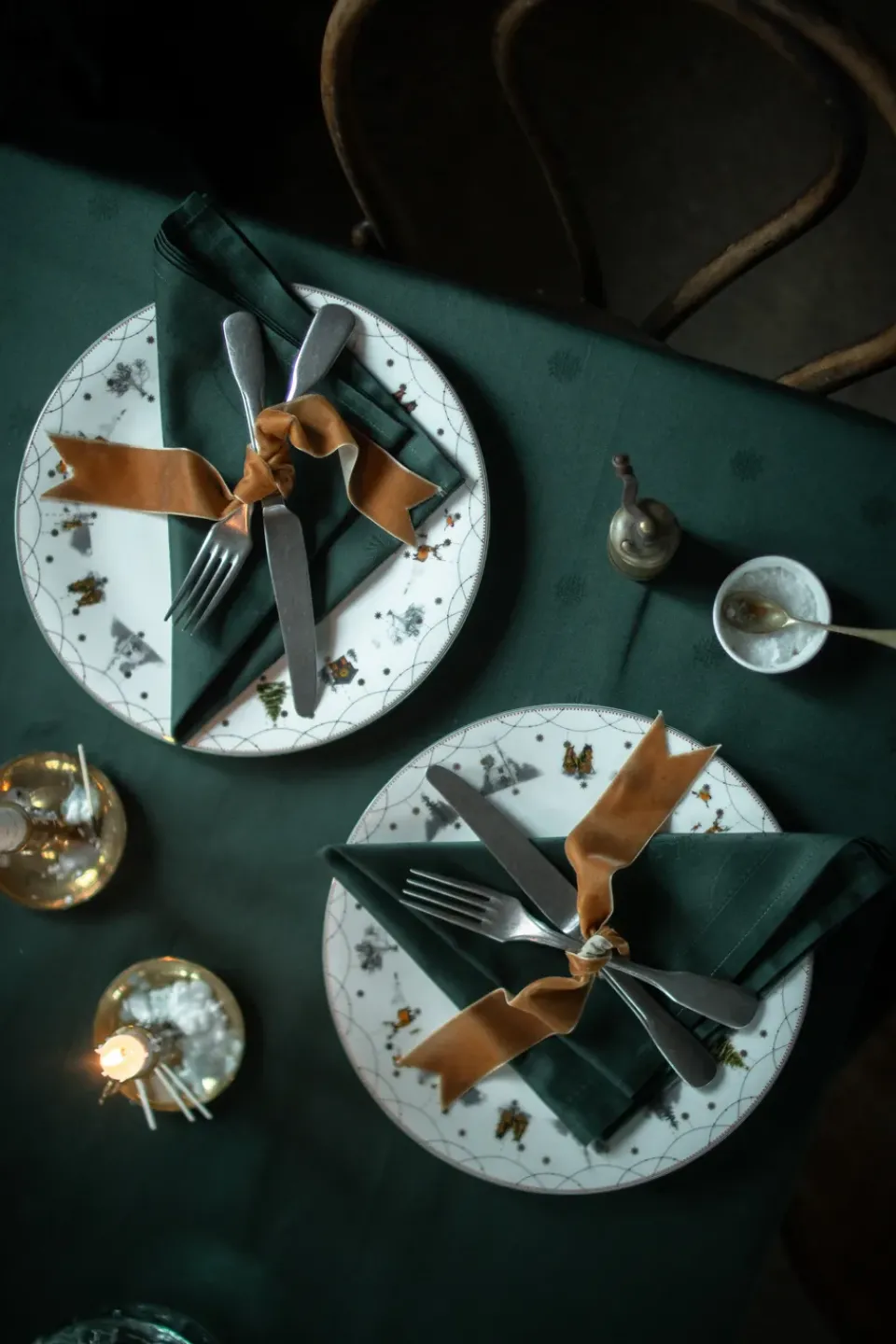 Wik & Walsøe Christmas morning fabric napkin 45x45 cm 2-pack, White-green WhiteGreen Hot