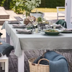 Scandi Living Clean linen table cloth 145x350 cm , Dusty Green Clearance