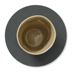 LIND DNA Cloud coaster reversible  circle 1 pcs, anthracite-light Grey