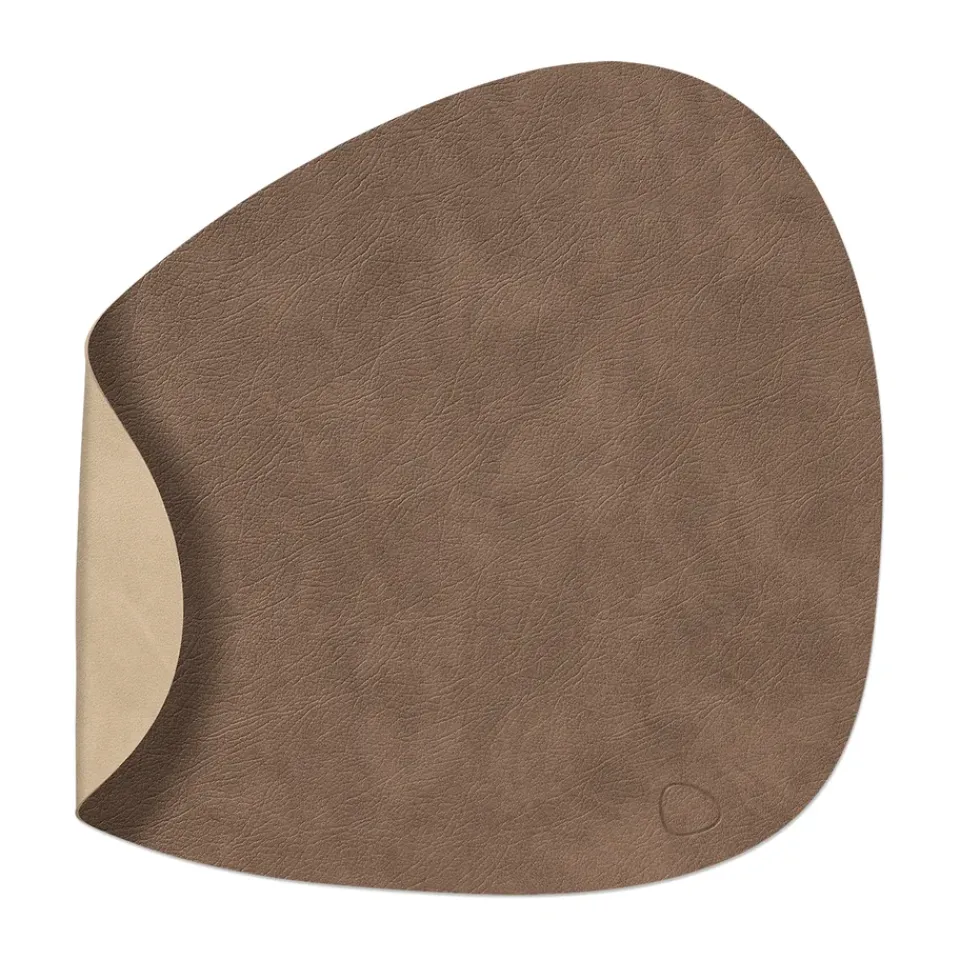 LIND DNA Cloud-Nupo placemat reversible curve L 1 pcs, Brown-sand BrownBeige Sale