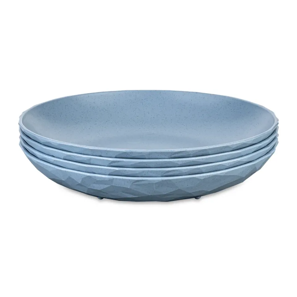 Koziol Club deep plate Ø22 cm 4-pack biocircular thermoplastic, Nature flower Blue Hot