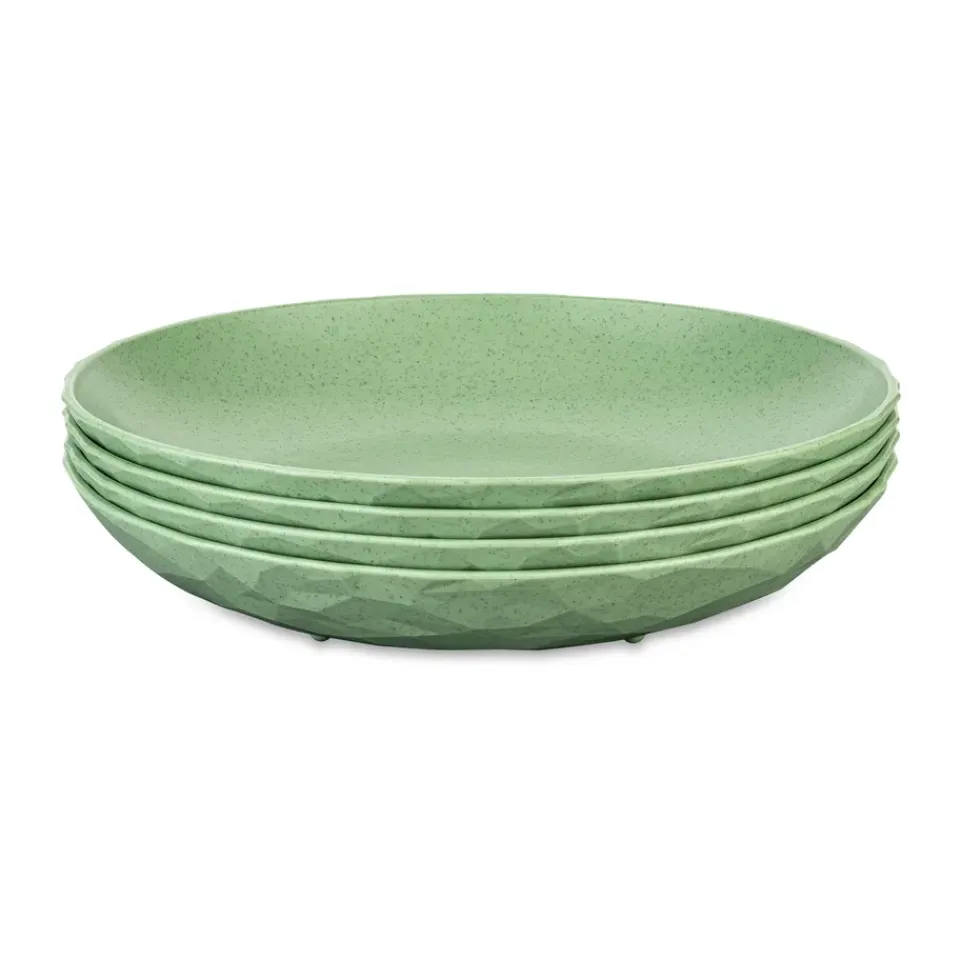 Koziol Club deep plate Ø22 cm 4-pack biocircular thermoplastic, Nature leaf Green Clearance