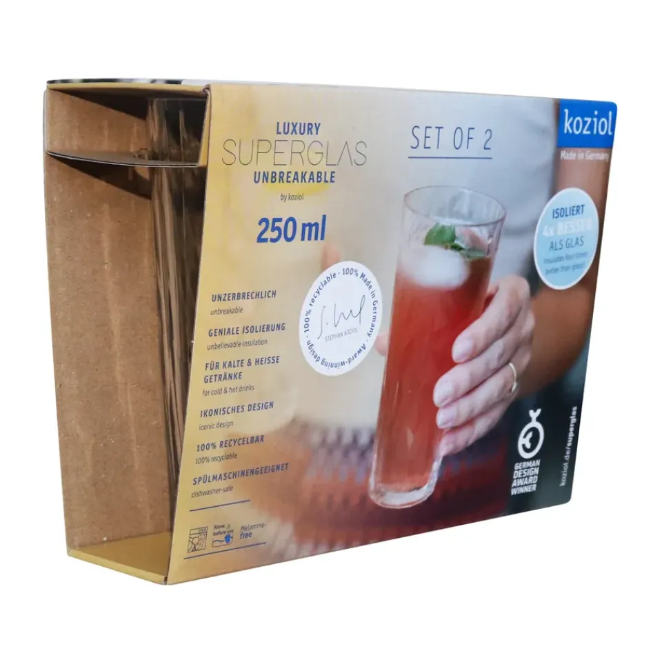 Koziol Club No. 19 drinking glass plastic 25 cl 2-pack, Crystal clear Transparent Sale