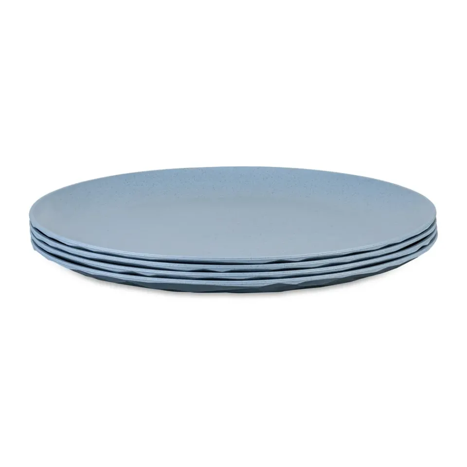 Koziol Club plate Ø26 cm 4-pack biocircular thermoplastic, Nature flower Blue Clearance
