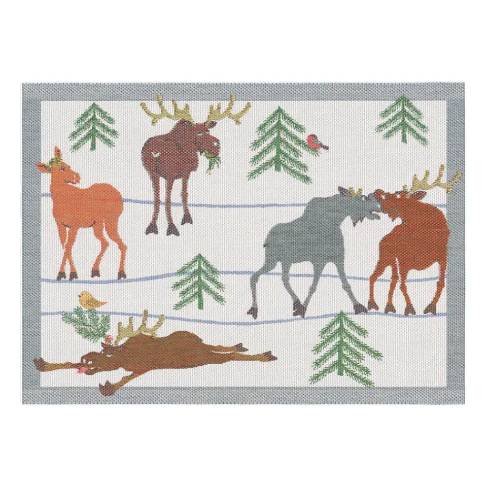 Ekelund Linneväveri Clumsy moose placemat, 35x48 cm Multi Online