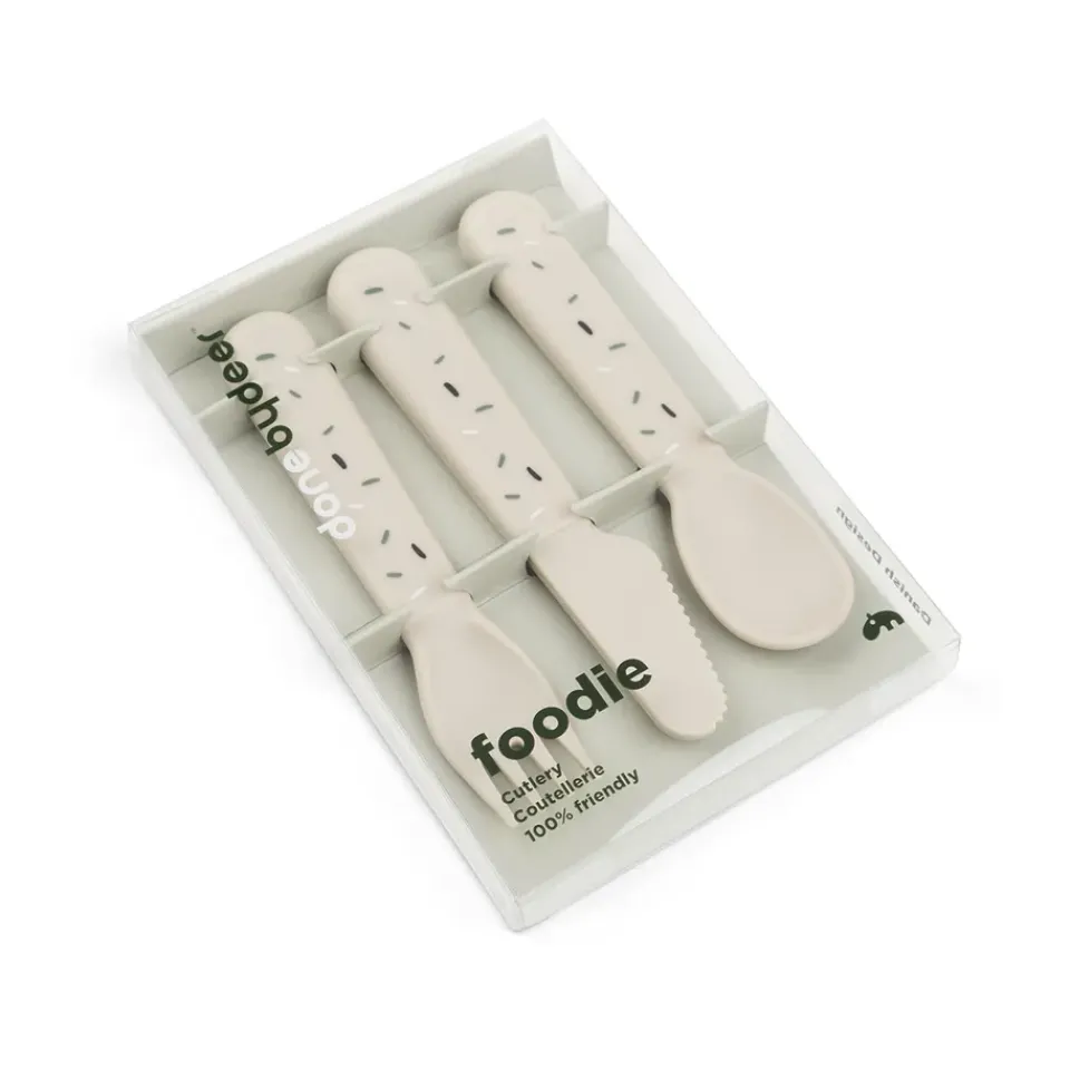 Done by deer Confetti Foodie Cutlery Set 3 Pieces, Sand Beige Best