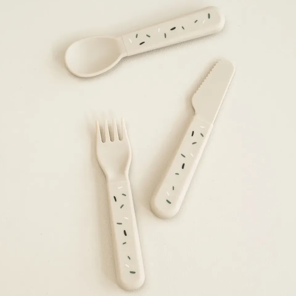 Done by deer Confetti Foodie Cutlery Set 3 Pieces, Sand Beige Best