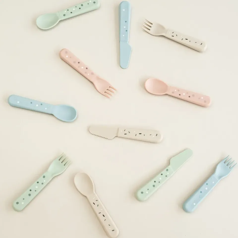 Done by deer Confetti Foodie Cutlery Set 3 Pieces, Sand Beige Best