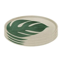 Koziol Connect plate Ø25.5 cm 4-pack, Monstera leaf Multi Hot