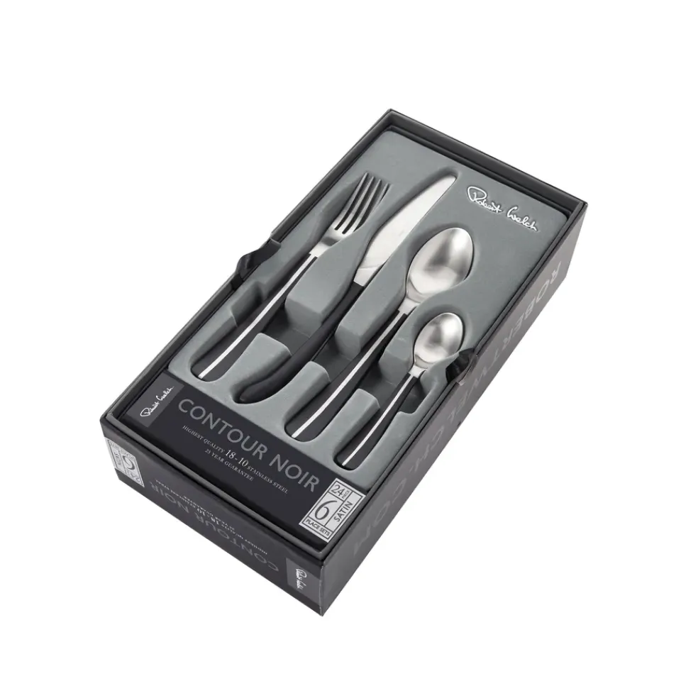 Robert Welch Contour cutlery 24 pieces, black Silver-coloured Best