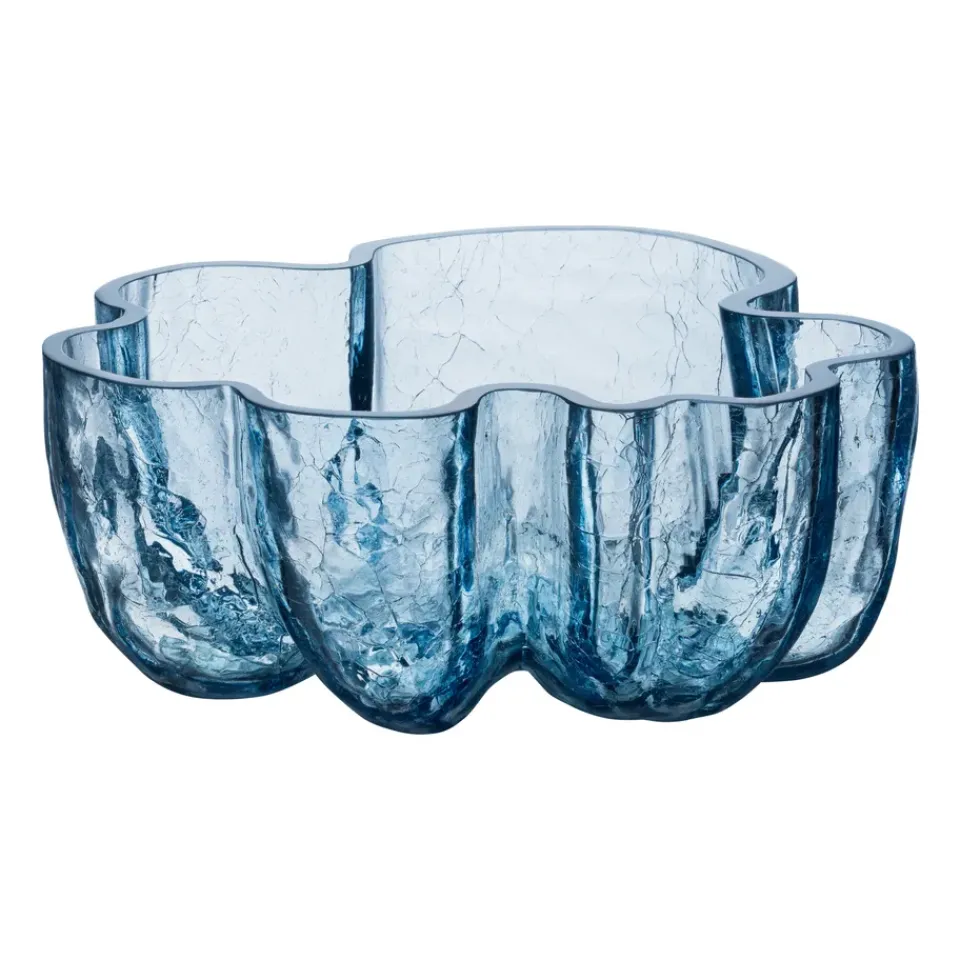 Kosta Boda Crackle bowl 10,5 cm, Circular glass (Blue) White Online