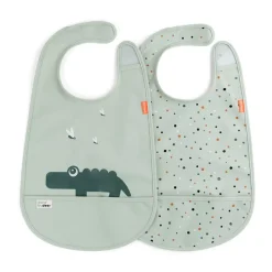 Done by deer Croco bib with Velcro 2-pack, Green Outlet