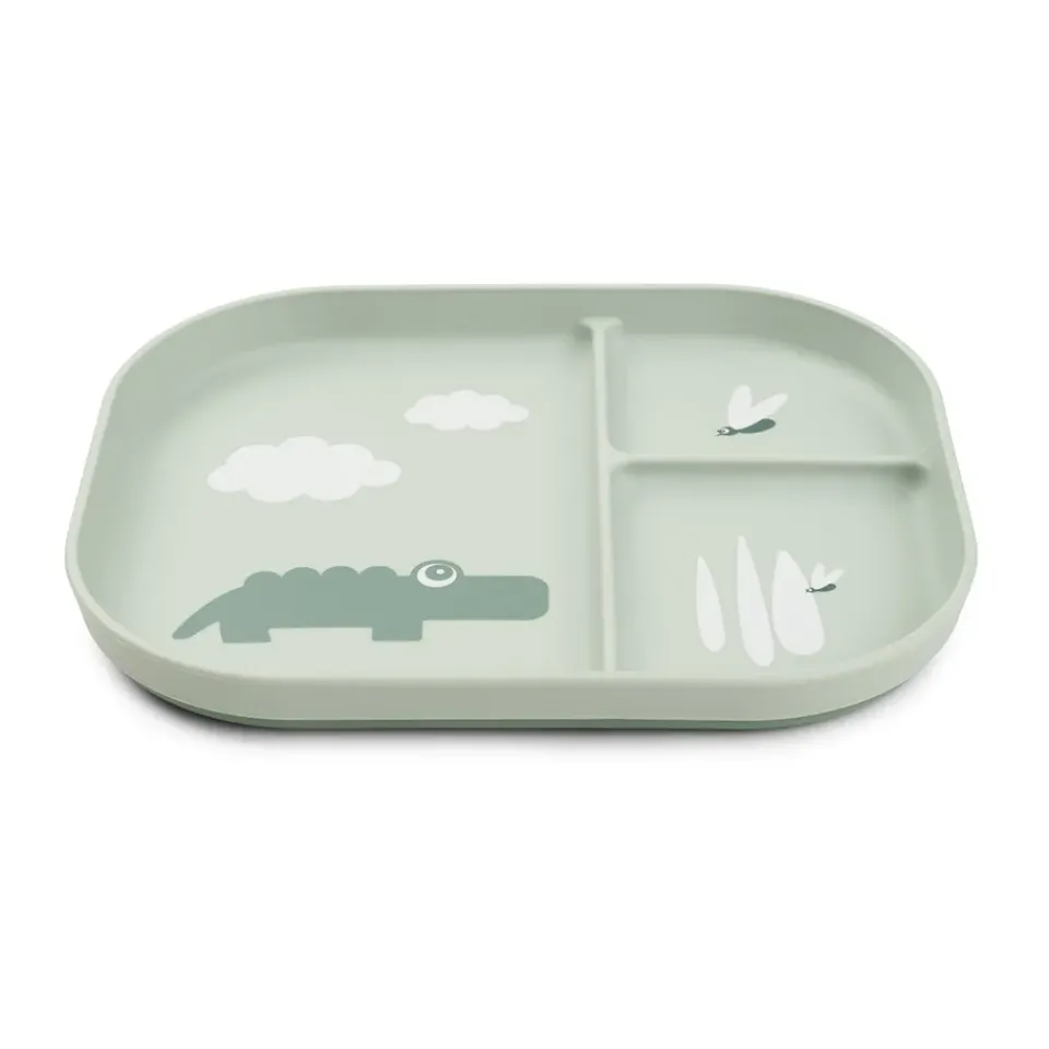 Done by deer Croco foodie children's plate 18x22 cm, Green Discount
