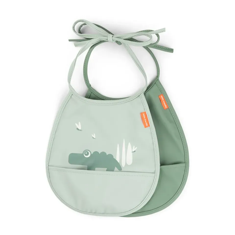 Done by deer Croco Tiny Bib 2-pack, Green Sale