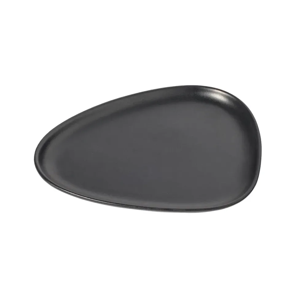 LIND DNA Curve Stoneware small plate 19x22 cm, Black New