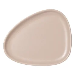 LIND DNA Curve Stoneware small plate 19x22 cm, Sand Beige