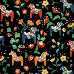Arvidssons Textil Dala horse oilcloth, Black Outlet