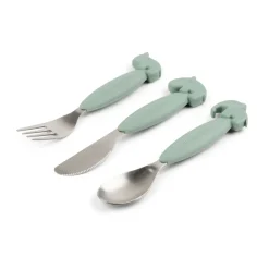 Done by deer Deer Friends Easy-grip cutlery set 3 pieces, Green Online